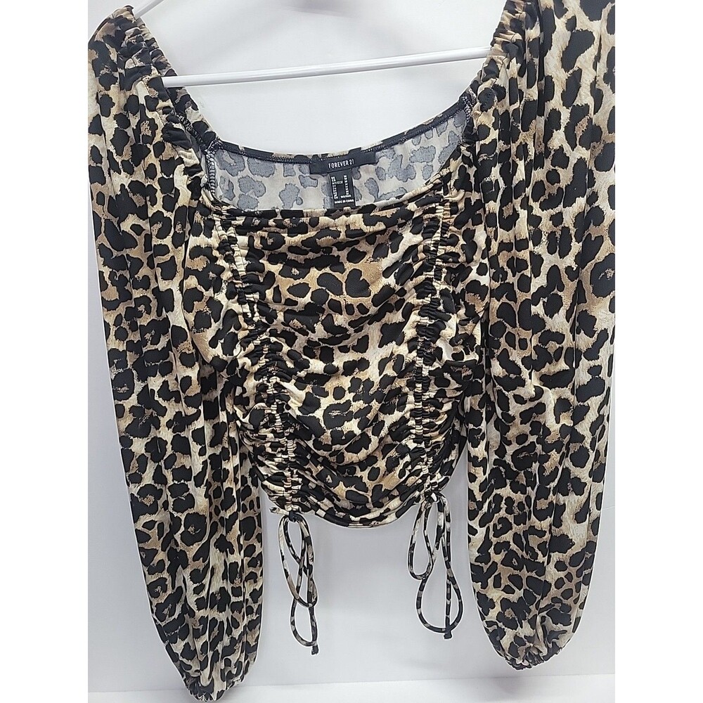 Forever 21 Women's Medium Red Boho Style‎ Crop Long Sleeve Top